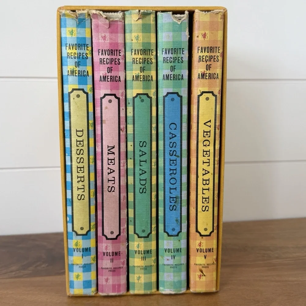 Favorite Recipes of America Cookbook Set VTG 60s Granny Cottagecore Kitchen